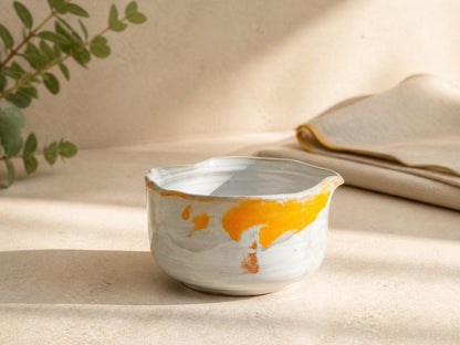 Orange Olive Wavy Rim Matcha Bowl Set product photo 4