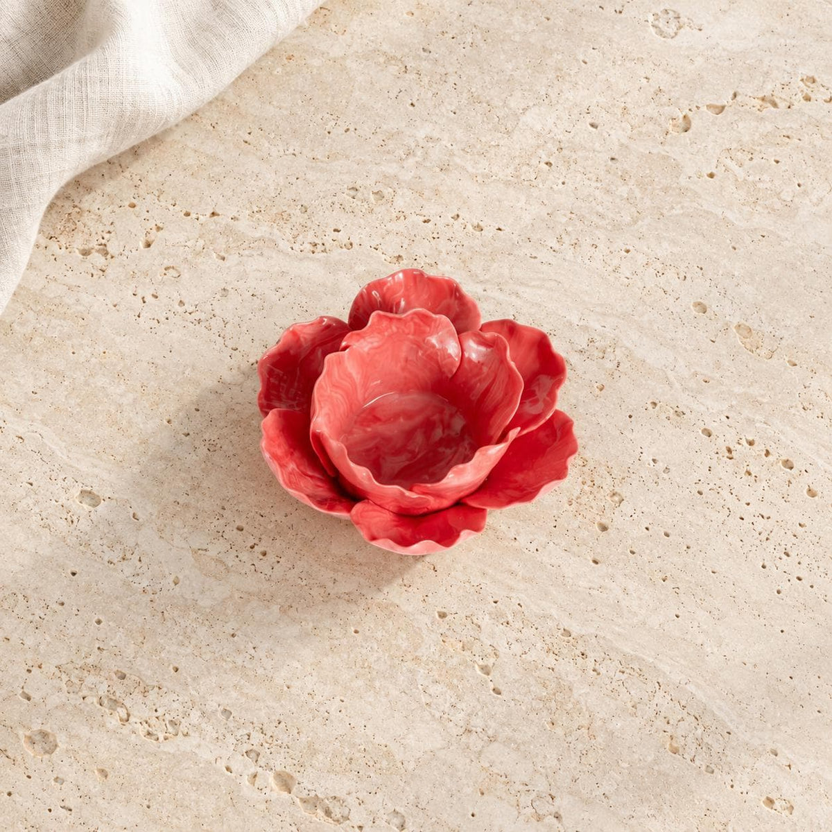 Pink Red Floral Ceramic Candle Holder product photo 2