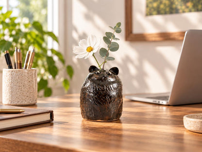 Handmade Black Cat Ceramic Vase product photo 8
