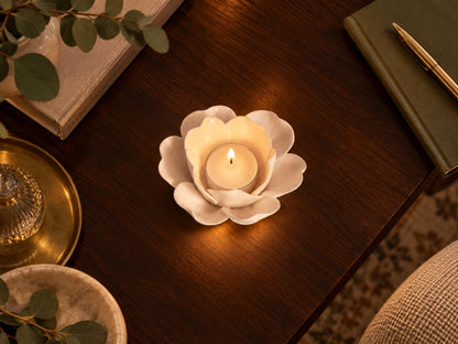 White Ceramic Flower Candle Holder product photo 5
