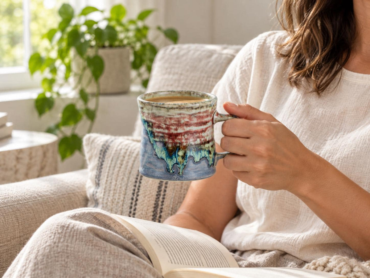Blue and Rust Ceramic Coffee Mug product photo 1