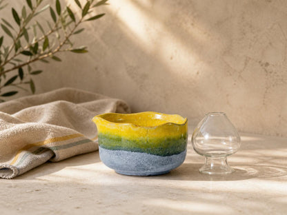 Amber Green Wavy Rim Matcha Bowl Set product photo 4