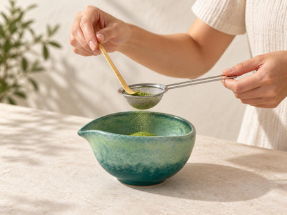 Jade Teal Flow Glaze Matcha Bowl Set product photo 4