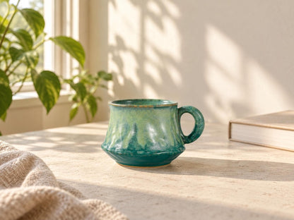Green Sculptural Ceramic Coffee Cup product photo 3