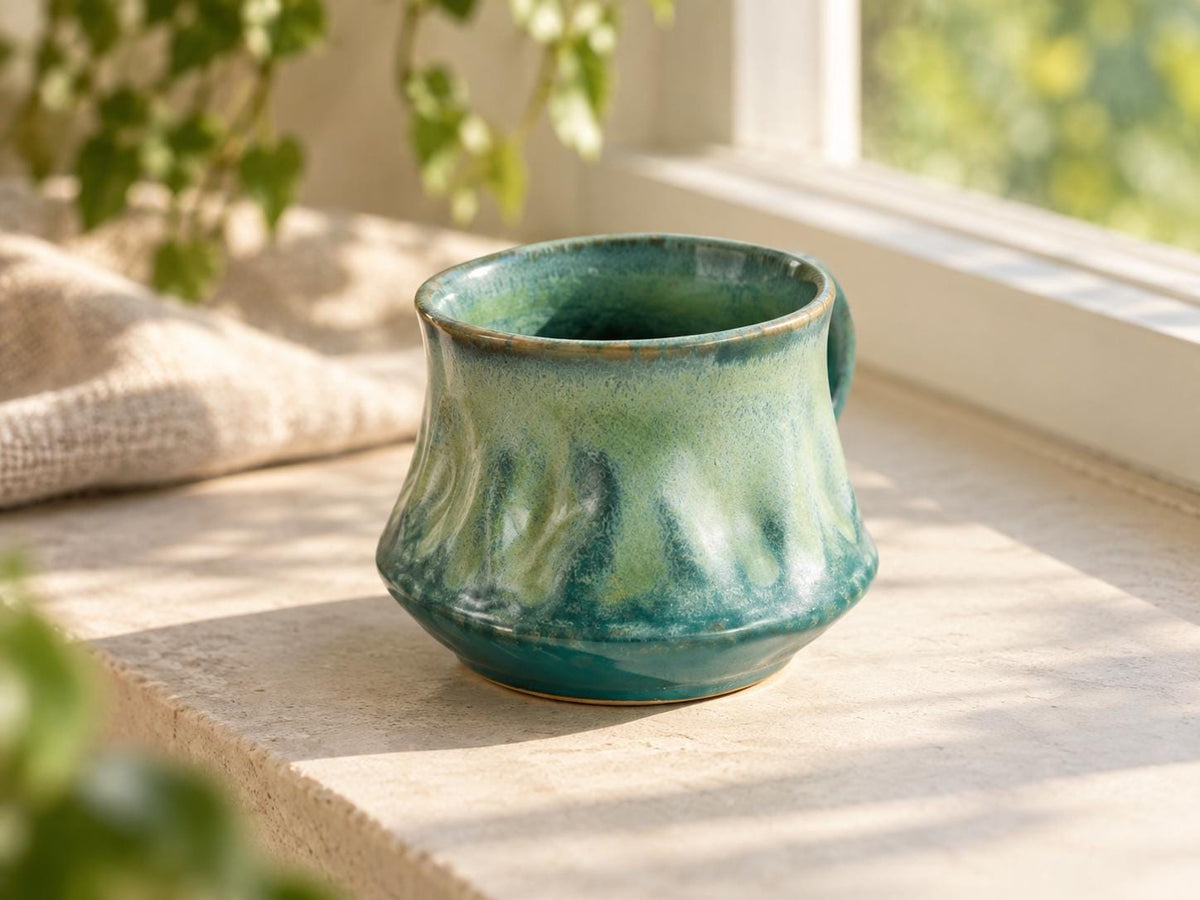 Green Sculptural Ceramic Coffee Cup product photo 4