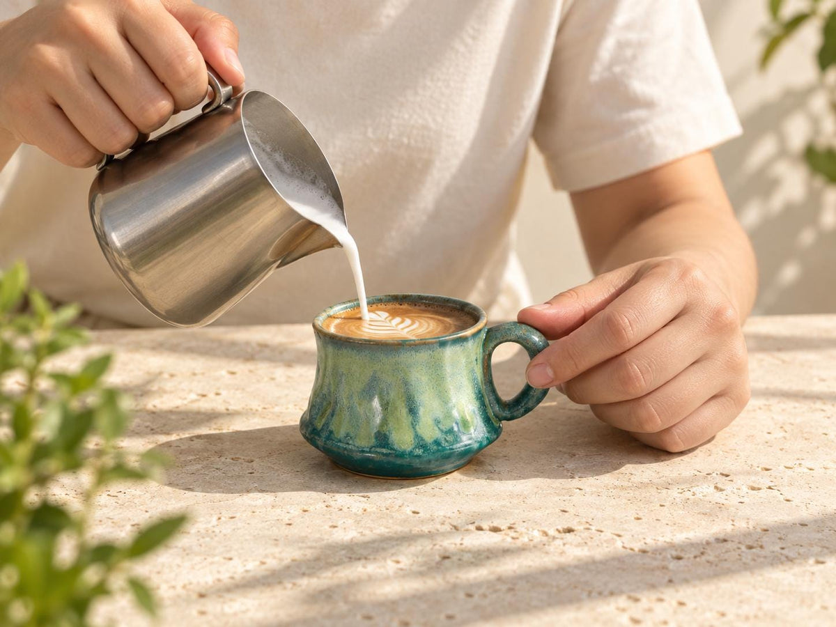 Green Sculptural Ceramic Coffee Cup product photo 1