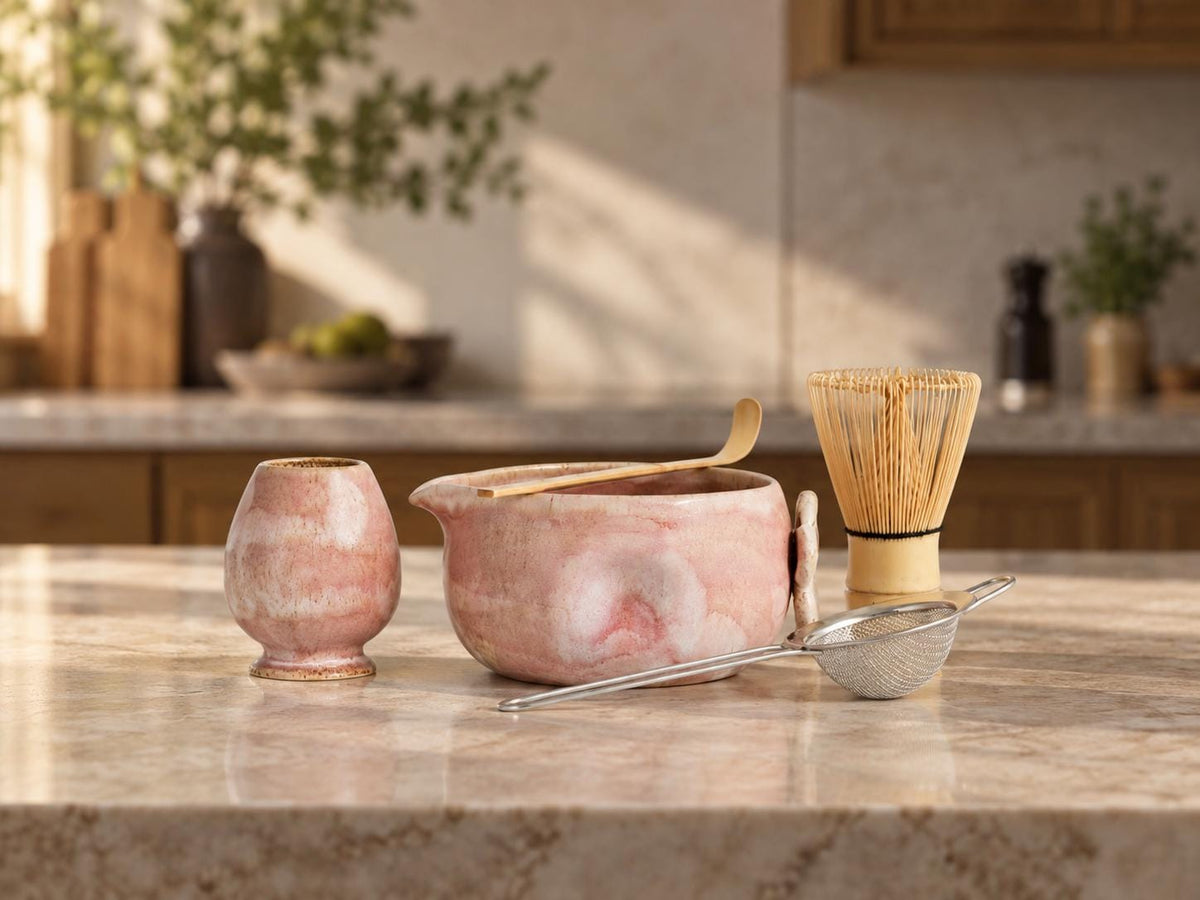Pink Floral Matcha Bowl Set product photo 2
