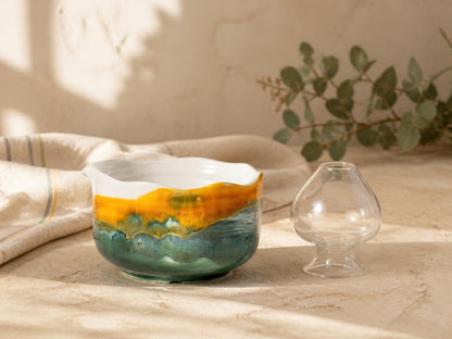 Yellow Mint Wavy Rim Matcha Bowl Set product photo 4