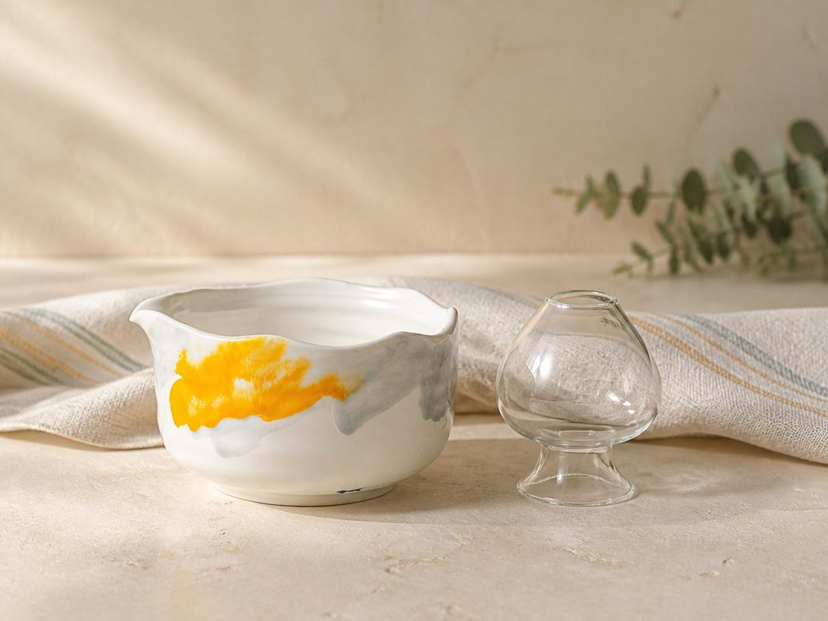 Yellow Mint Wavy Rim Matcha Bowl Set product photo 1