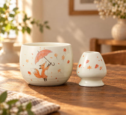 Cute Fox Matcha Bowl Set product photo 5