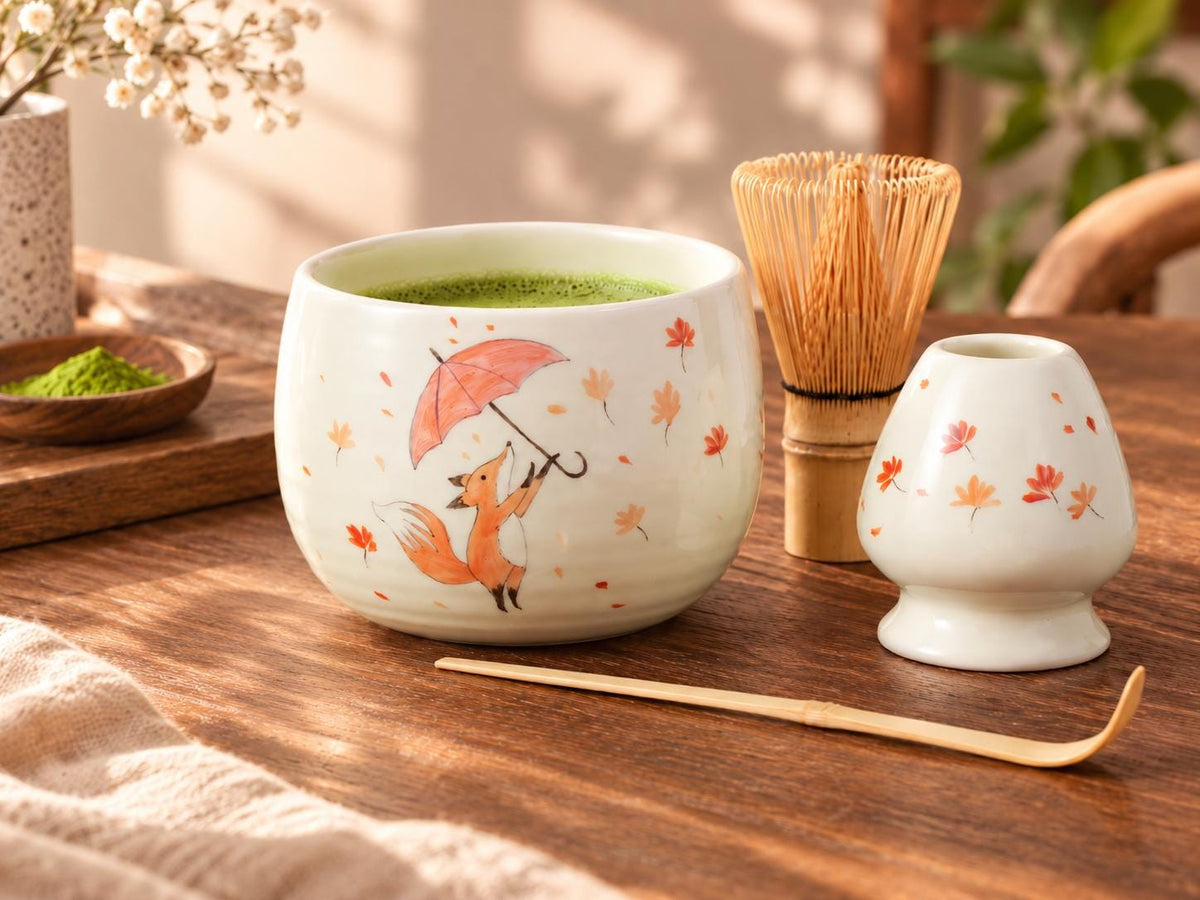Cute Fox Matcha Bowl Set product photo 6
