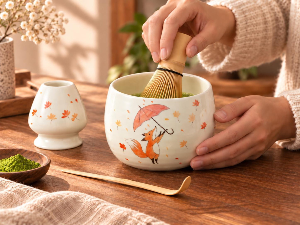 Cute Fox Matcha Bowl Set product photo 7
