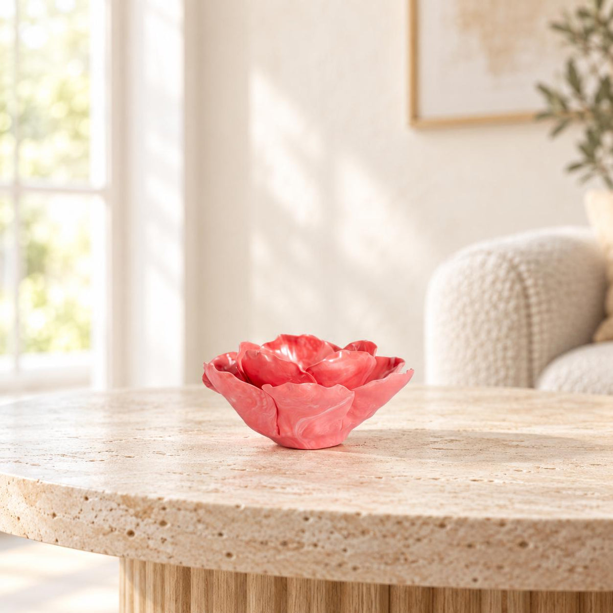 Pink Red Floral Ceramic Candle Holder product photo 4
