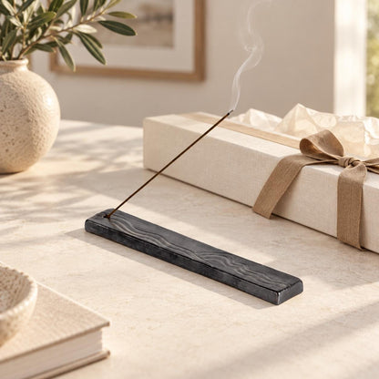 Handmade Dark Iron Metallic Stoneware Incense Holder product photo 2
