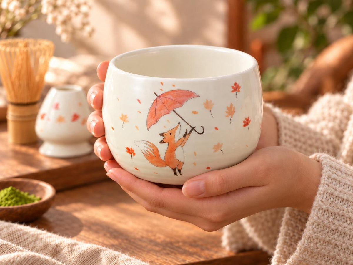 Cute Fox Matcha Bowl Set product photo 1