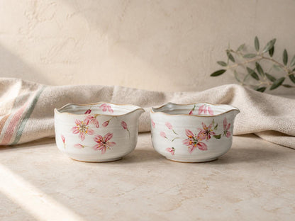 Pink Floral Matcha Bowl with Ceramic Holder product photo 2