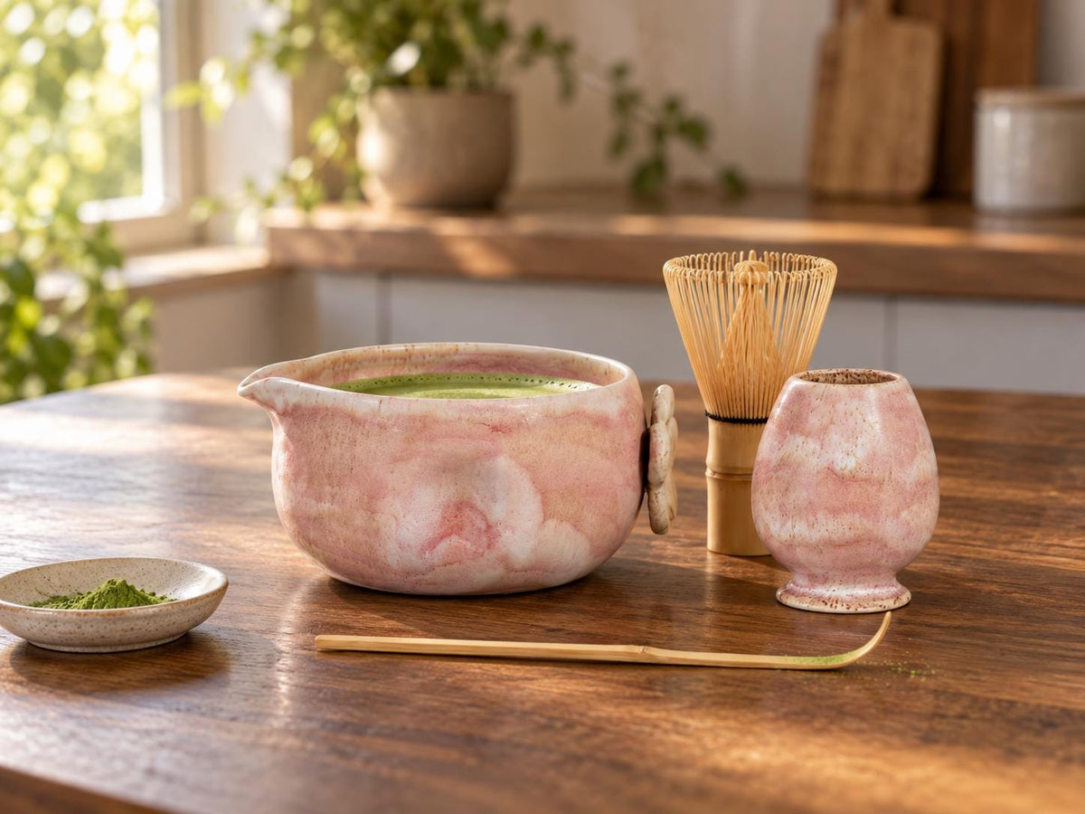 Pink Floral Matcha Bowl Set product photo 1